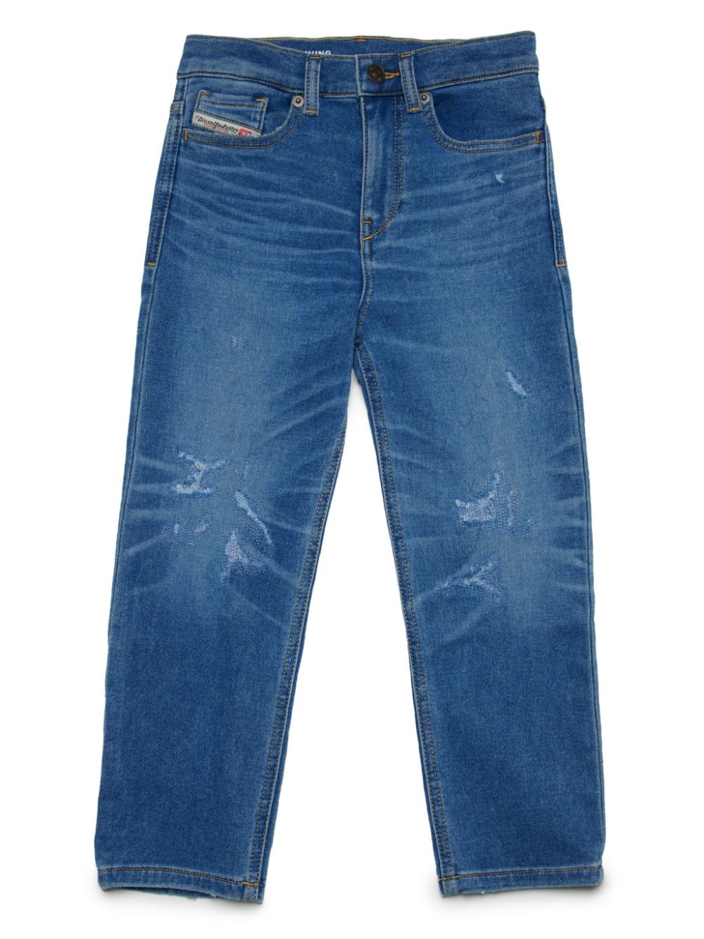 Diesel Kids distressed straight-leg jeans - Blue von Diesel Kids