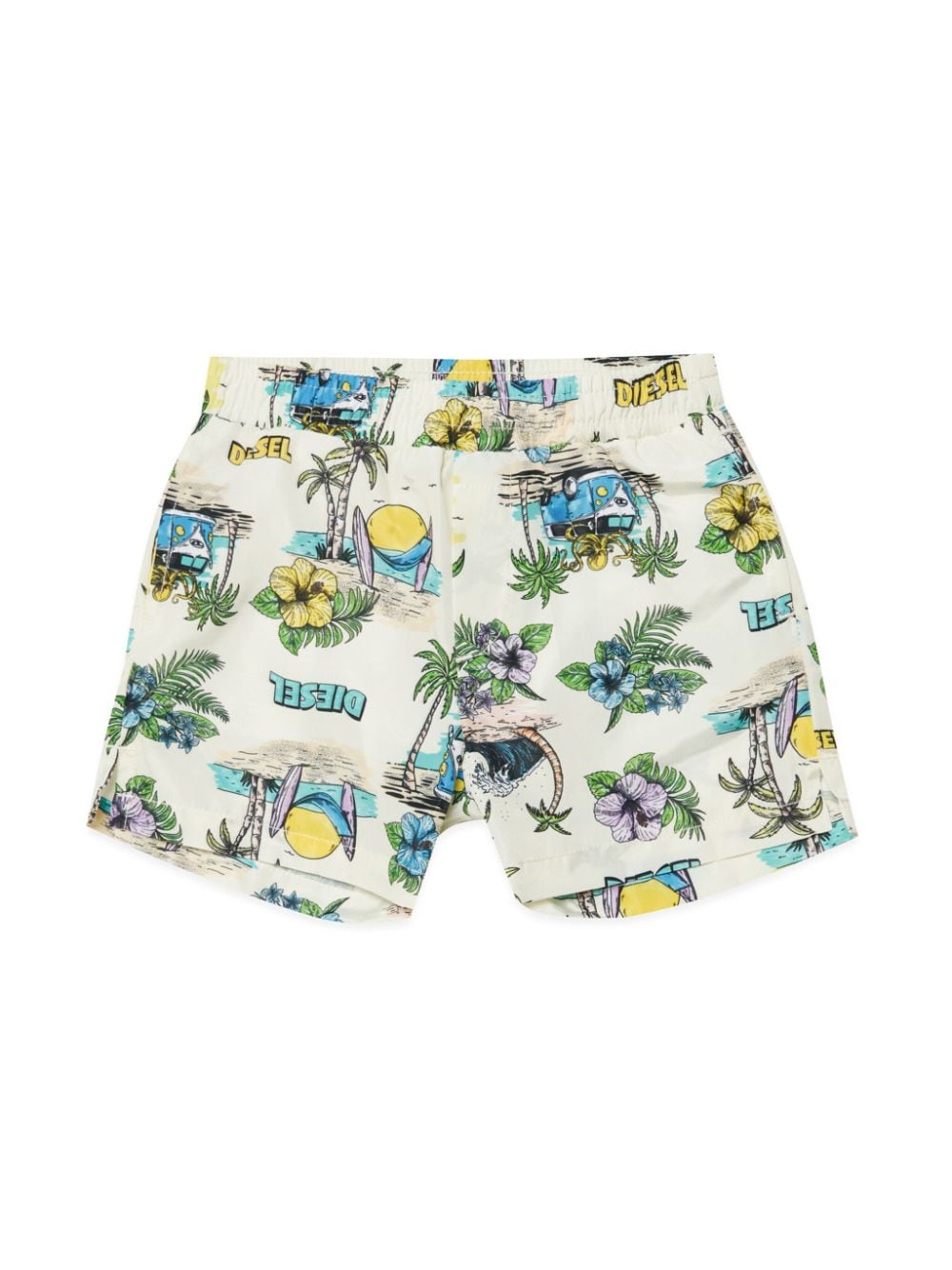 Diesel Kids graphic-print elasticated-waist swim shorts - White von Diesel Kids