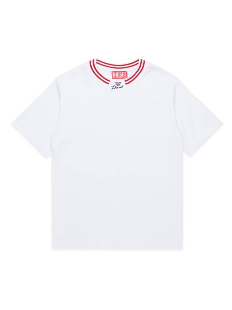 Diesel Kids logo-embroidered cotton T-shirt - White von Diesel Kids