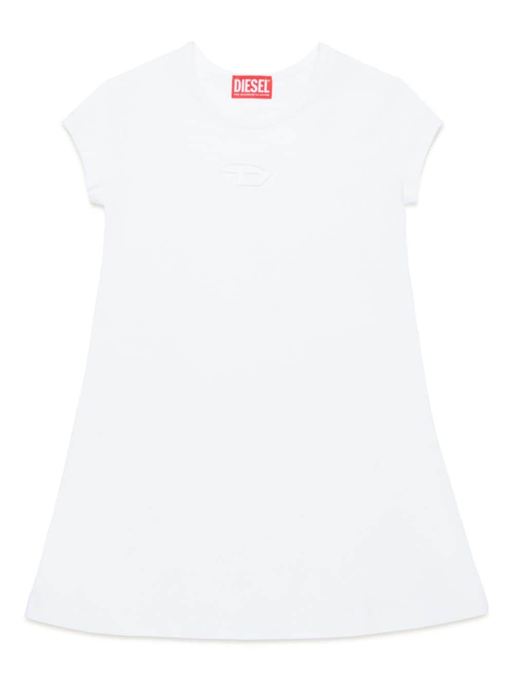 Diesel Kids logo-embroidered cotton dress - White von Diesel Kids