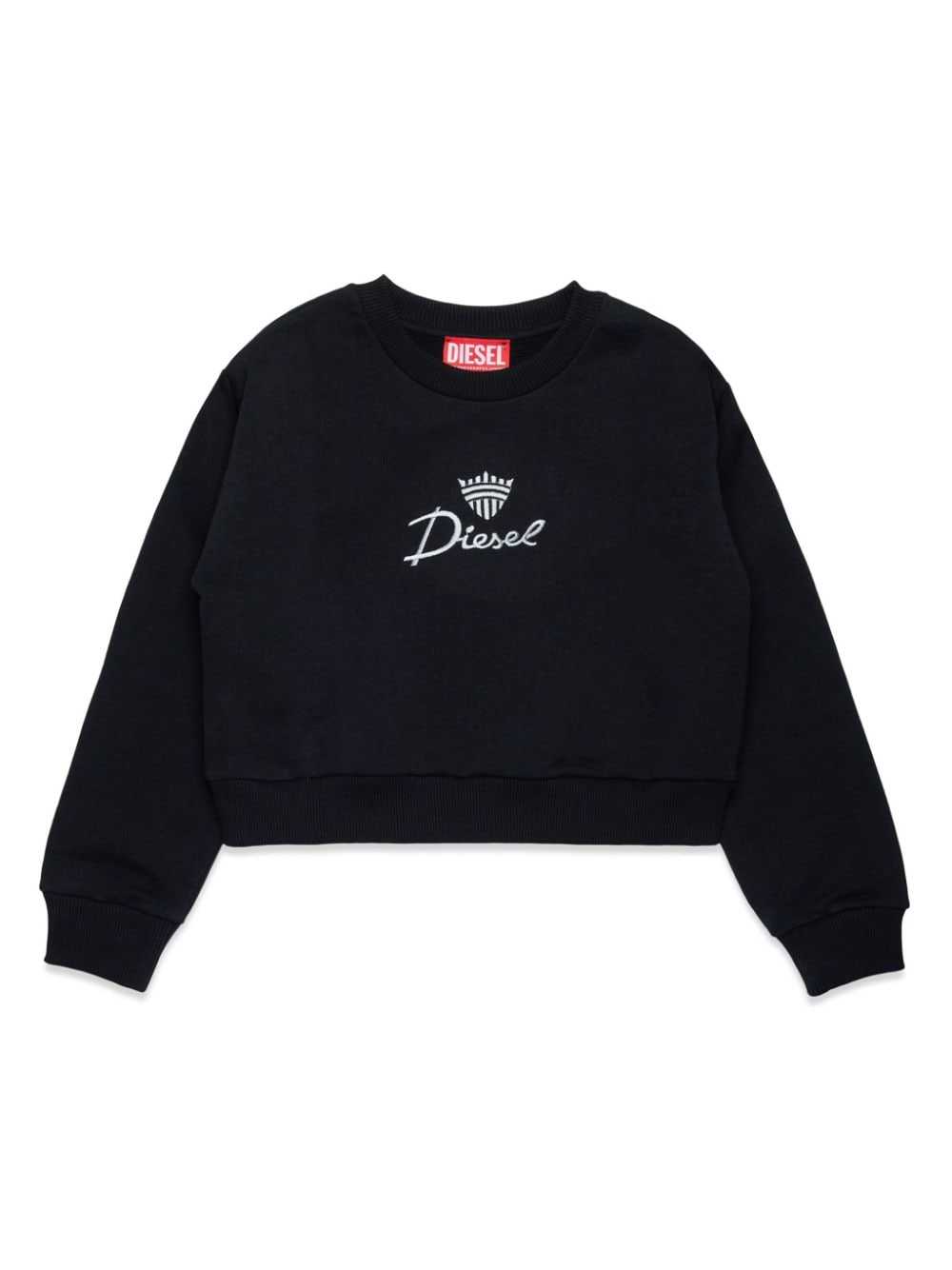 Diesel Kids logo-embroidered cotton sweatshirt - Black von Diesel Kids