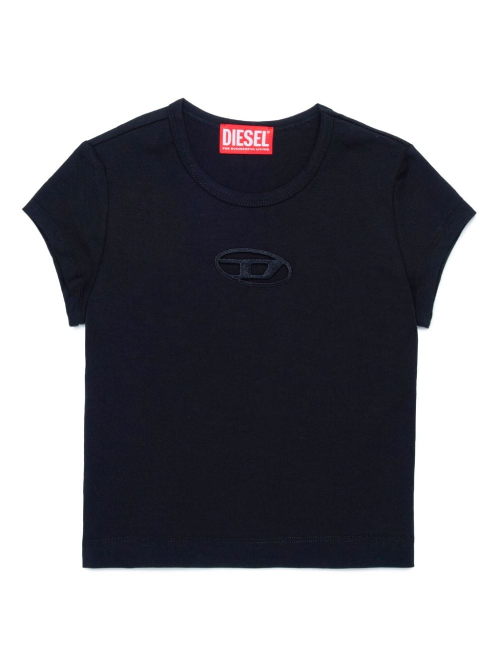 Diesel Kids logo-embroidered round-neck T-shirt - Black von Diesel Kids