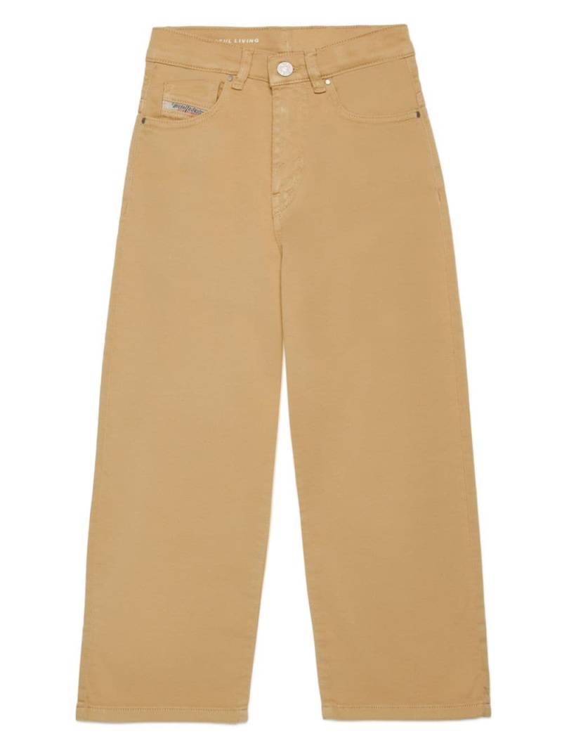 Diesel Kids logo-embroidered wide-leg jeans - Brown von Diesel Kids