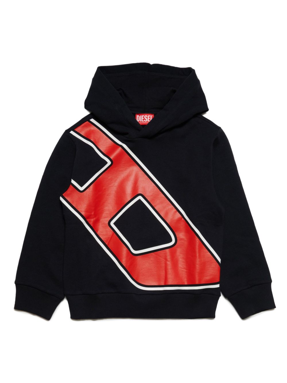 Diesel Kids logo-flocked cotton hoodie - Black von Diesel Kids