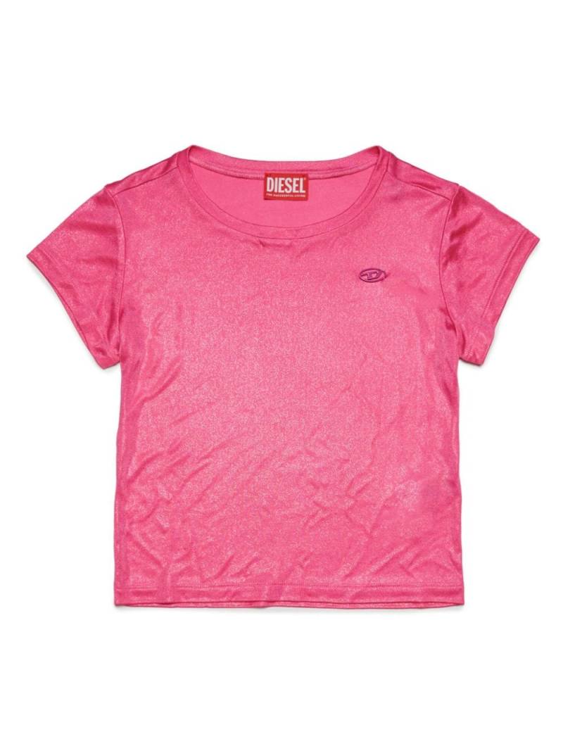 Diesel Kids logo-plaque glittery T-shirt - Pink von Diesel Kids