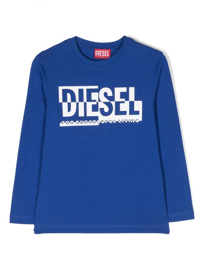 Diesel Kids logo-print long-sleeve T-shirt - Blue von Diesel Kids