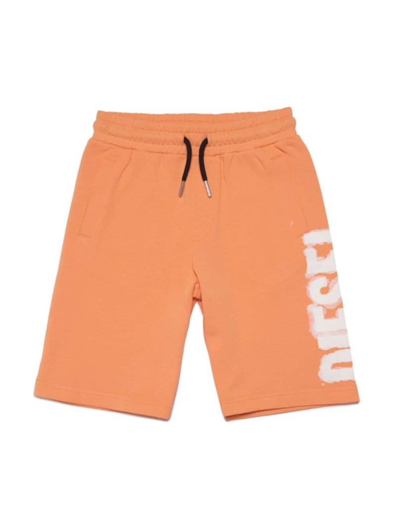 Diesel Kids logo-print cotton track shorts - Orange von Diesel Kids