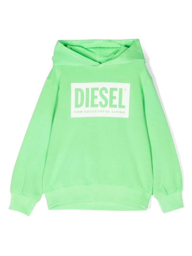 Diesel Kids logo-print detail hoodie - Green von Diesel Kids