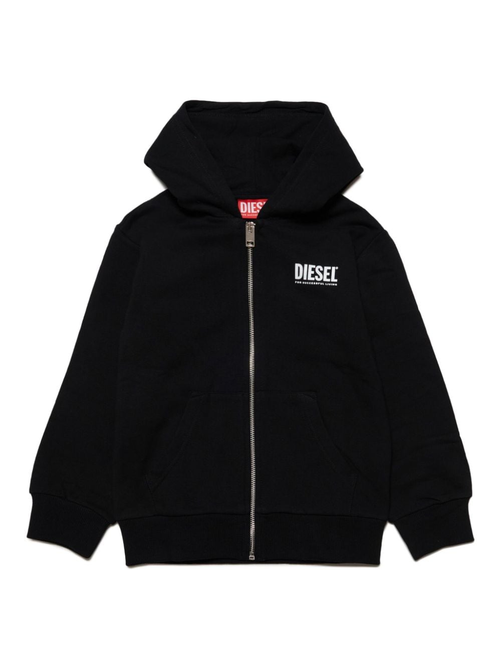 Diesel Kids logo-print zip-up hoodie - Black von Diesel Kids