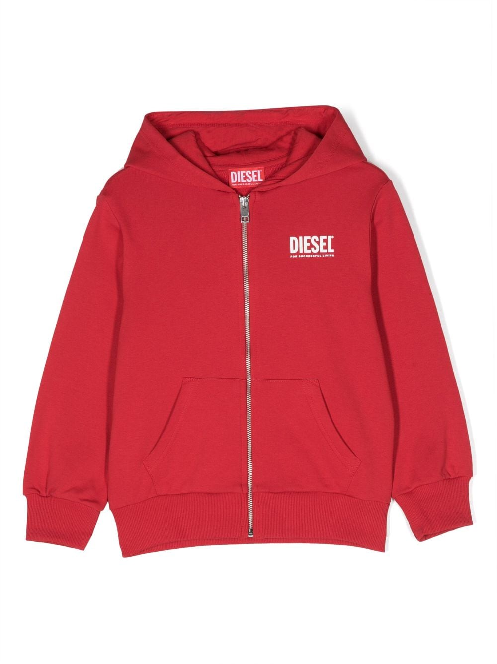 Diesel Kids logo-print zip-up hoodie - Red von Diesel Kids