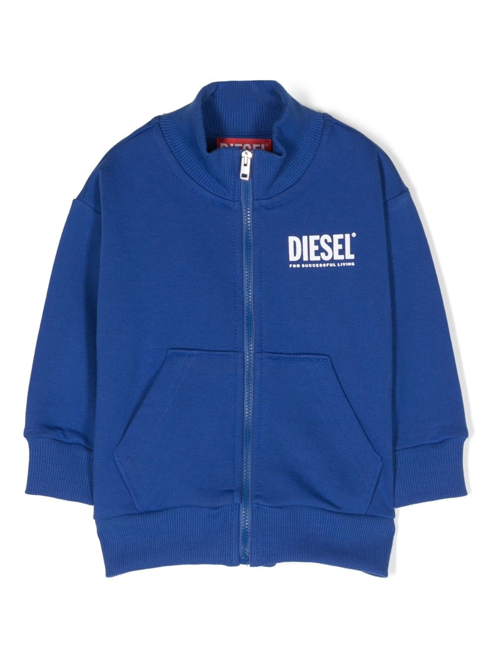 Diesel Kids logo-print zipped cotton sweatshirt - Blue von Diesel Kids