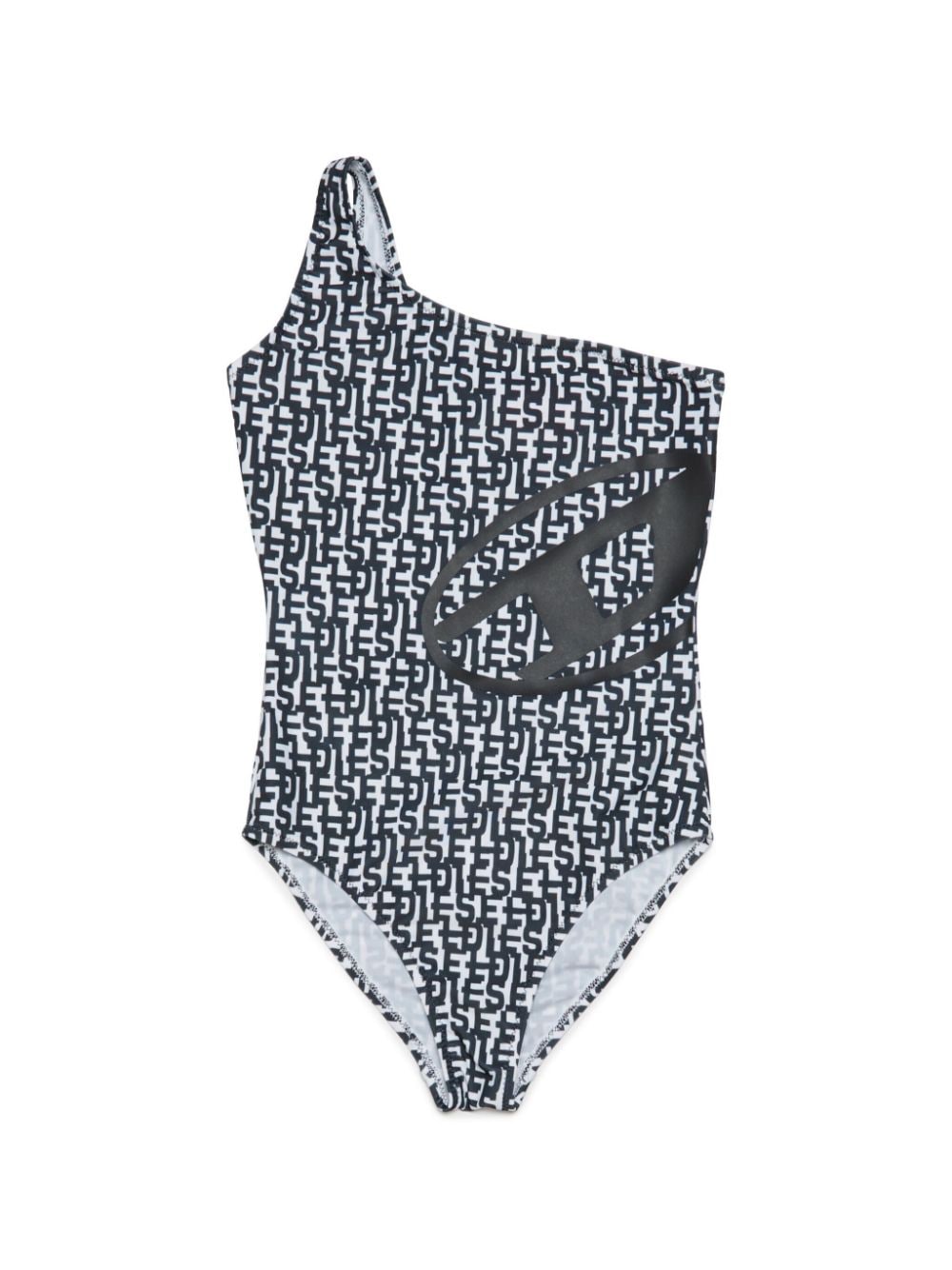 Diesel Kids monogram-print one-shoulder swimsuit - Black von Diesel Kids