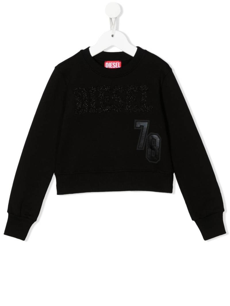 Diesel Kids patch-detail crew neck sweatshirt - Black von Diesel Kids