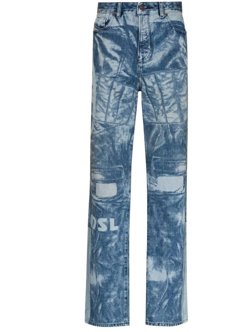 Diesel 1955 laser-print straight-leg jeans - Blue von Diesel