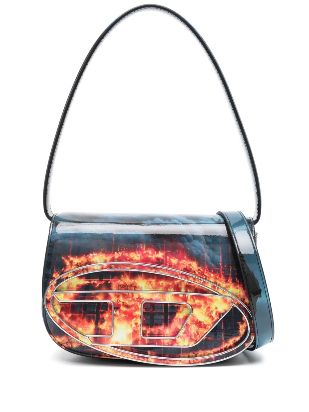 Diesel DIESEL 1DR POLY FLAME PRINT SHOULDER BAG - Blue von Diesel