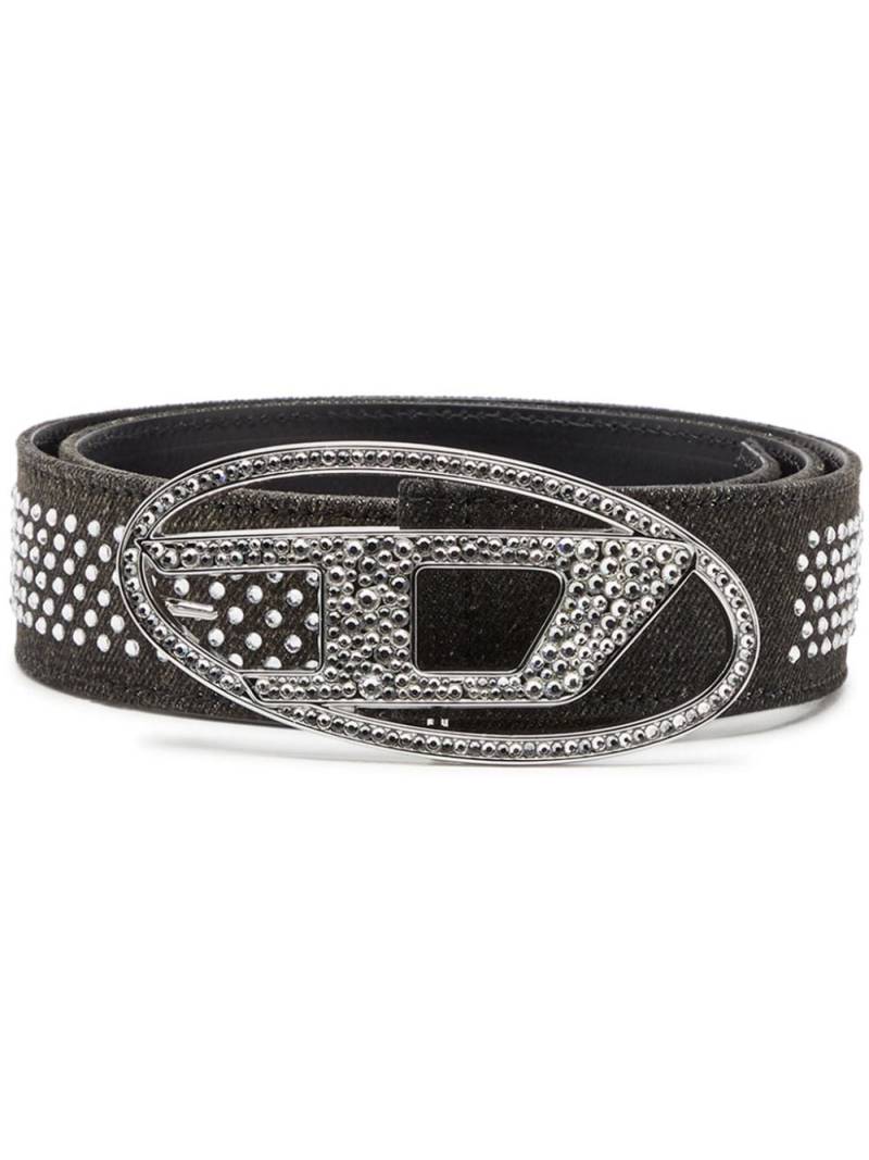 Diesel B-1DR Strass leather belt - Black von Diesel