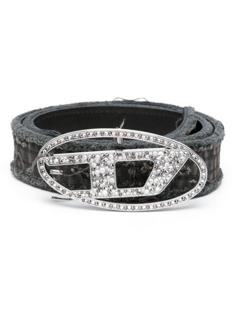 Diesel B-1dr Strass distressed belt - Black von Diesel