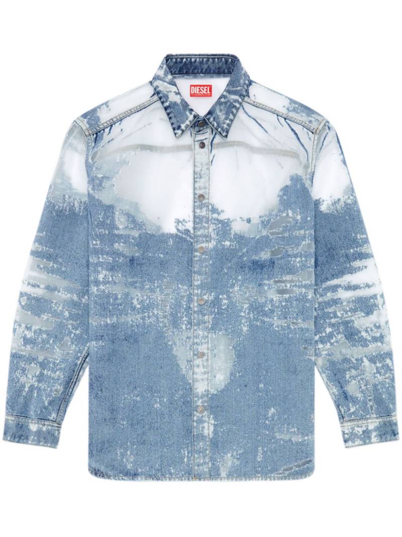 Diesel D-Simply-Over-Fsd devoré denim shirt - Blue von Diesel