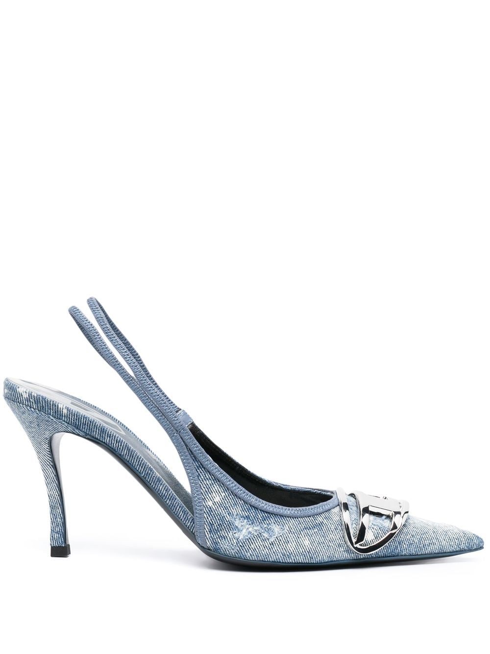 Diesel D-Venus 80mm denim slingback pumps - Blue von Diesel