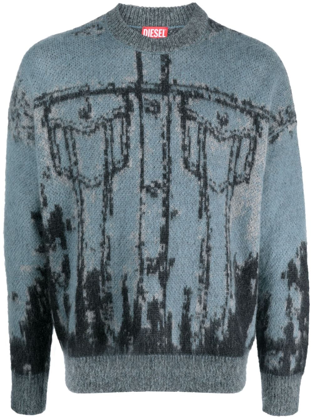 Diesel K-Patmos patterned-intarsia sweatshirt - Blue von Diesel