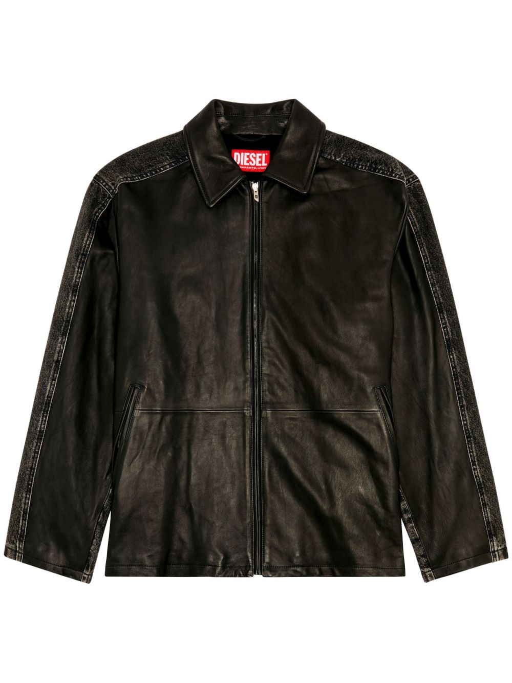 Diesel L-Stoller panelled leather jacket - Black von Diesel