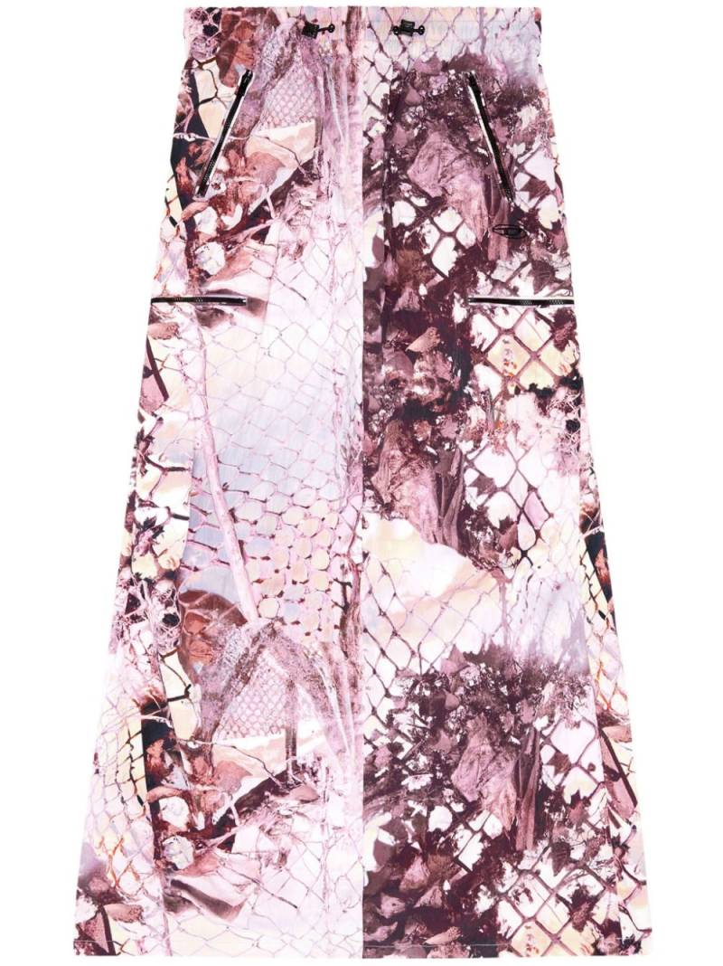 Diesel O-Diamy-N1 snake-print skirt - Pink von Diesel