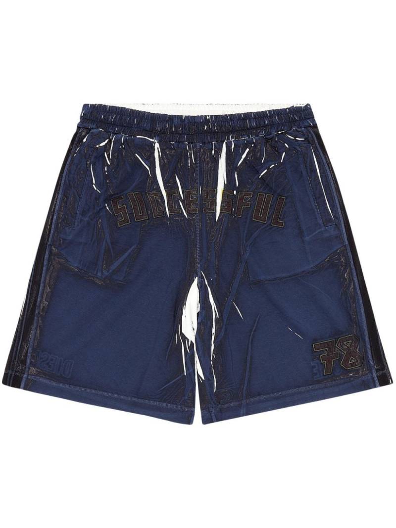 Diesel P-Rowy slogan-embroidered cotton shorts - Blue von Diesel