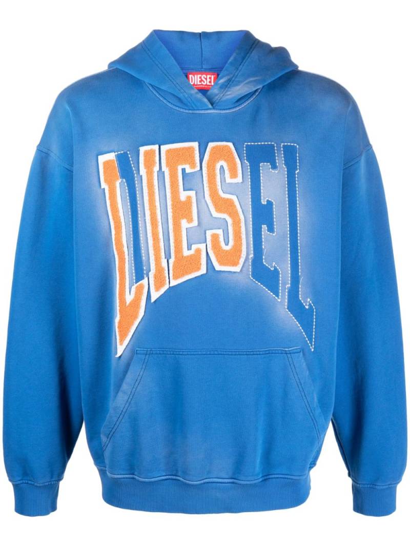 Diesel S-Boxt flocked-logo hoodie - Blue von Diesel