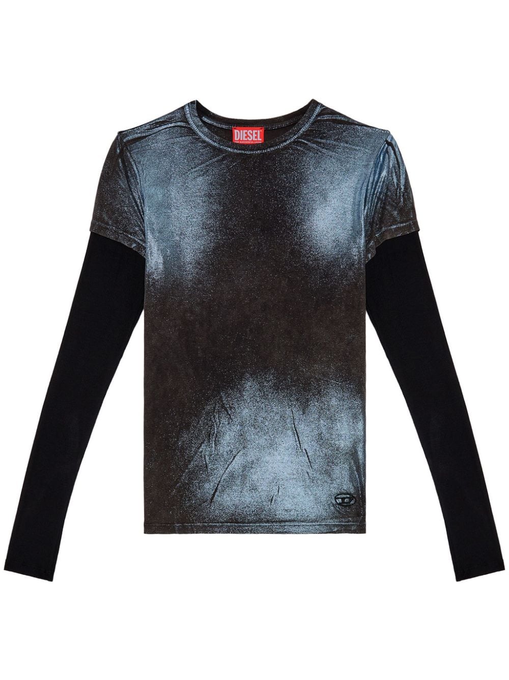 Diesel T-Miwa layered acid-wash T-shirt - Black von Diesel