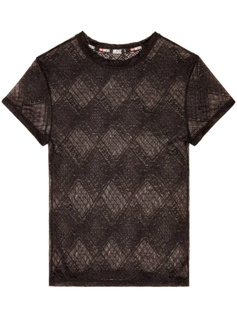 Diesel Uftee-Melany lace T-shirt - Black von Diesel