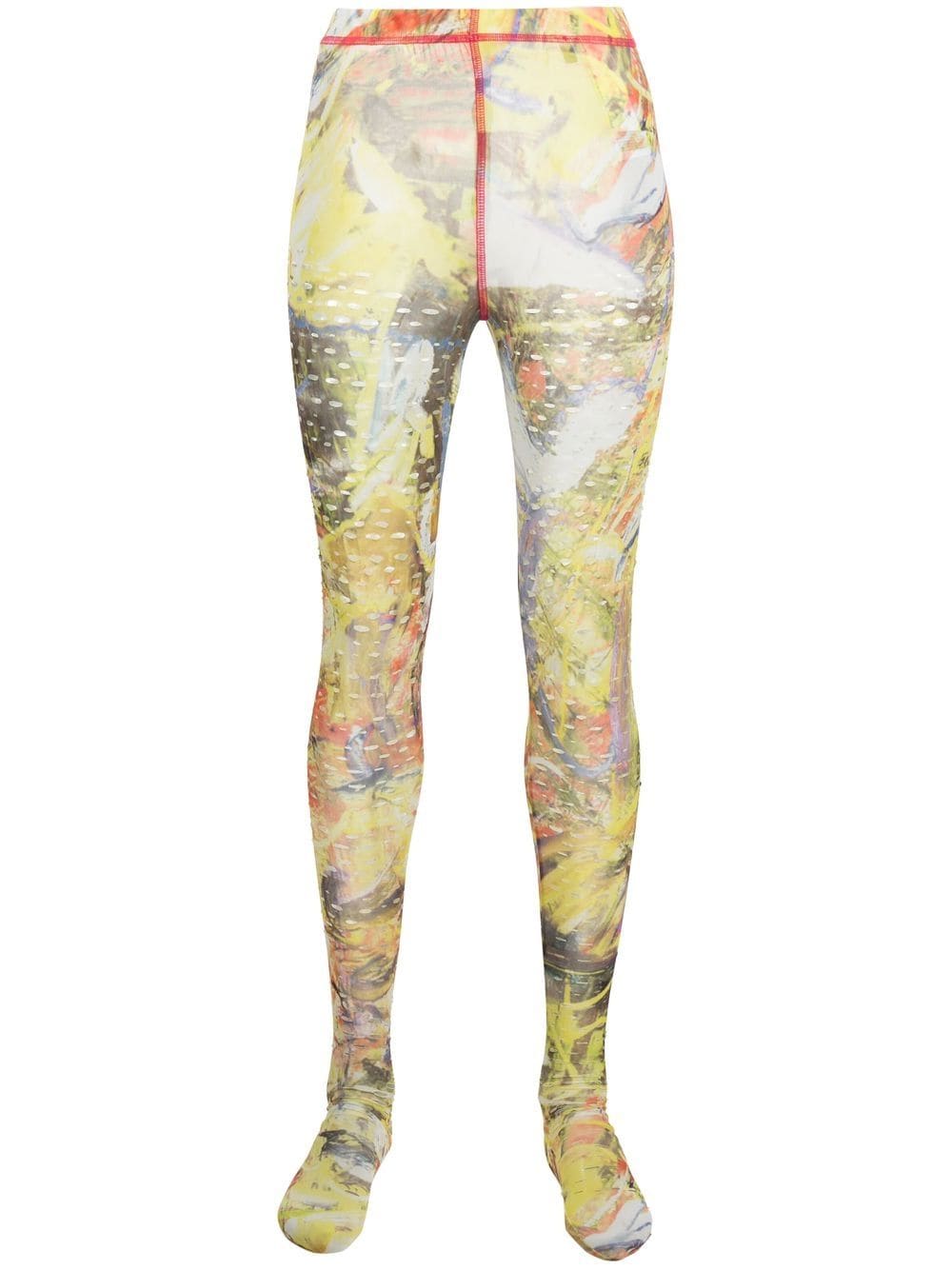 Diesel abstract-print footed leggings - Yellow von Diesel