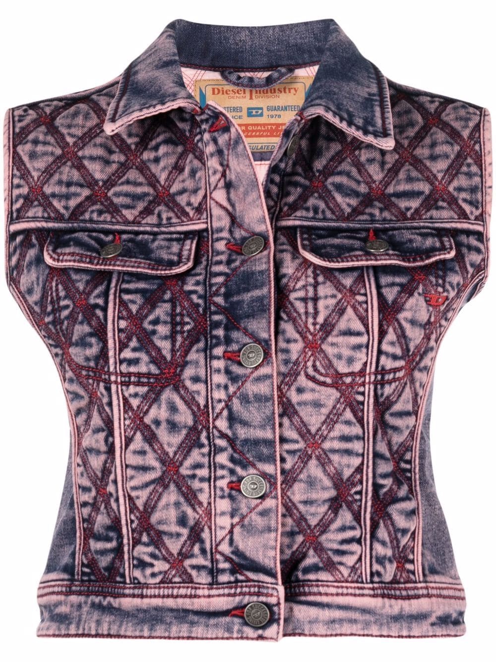 Diesel contrast-stitching cropped vest - Pink von Diesel