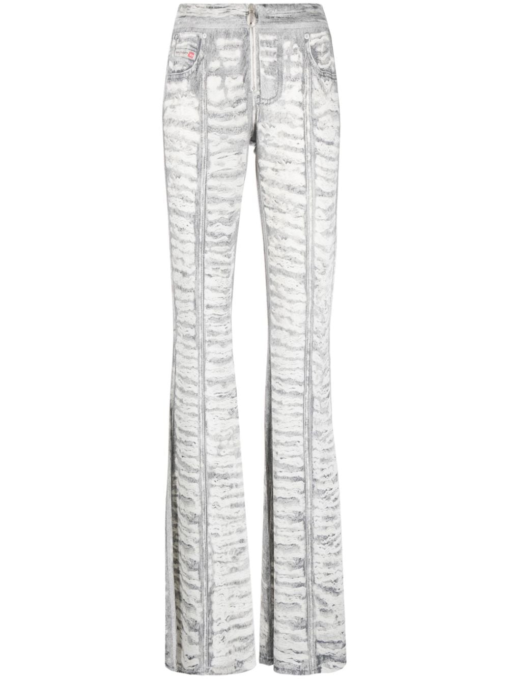 Diesel denim-print flared trousers - Grey von Diesel