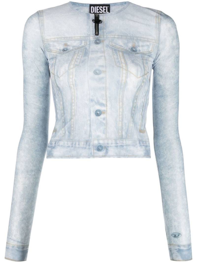 Diesel denim-print second-skin top - Blue von Diesel