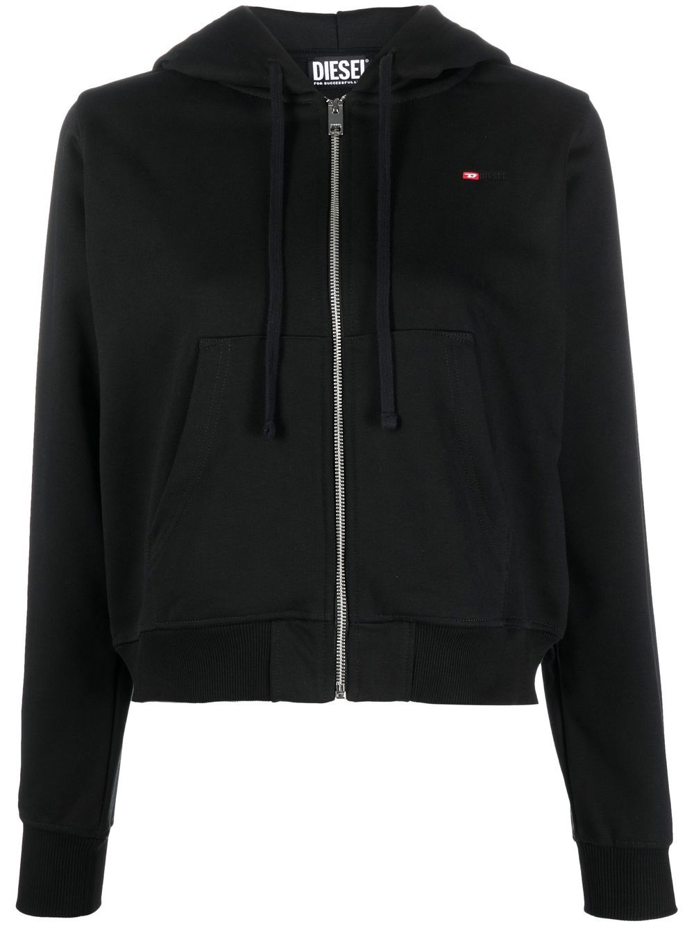 Diesel drawstring zipped hoodie - Black von Diesel