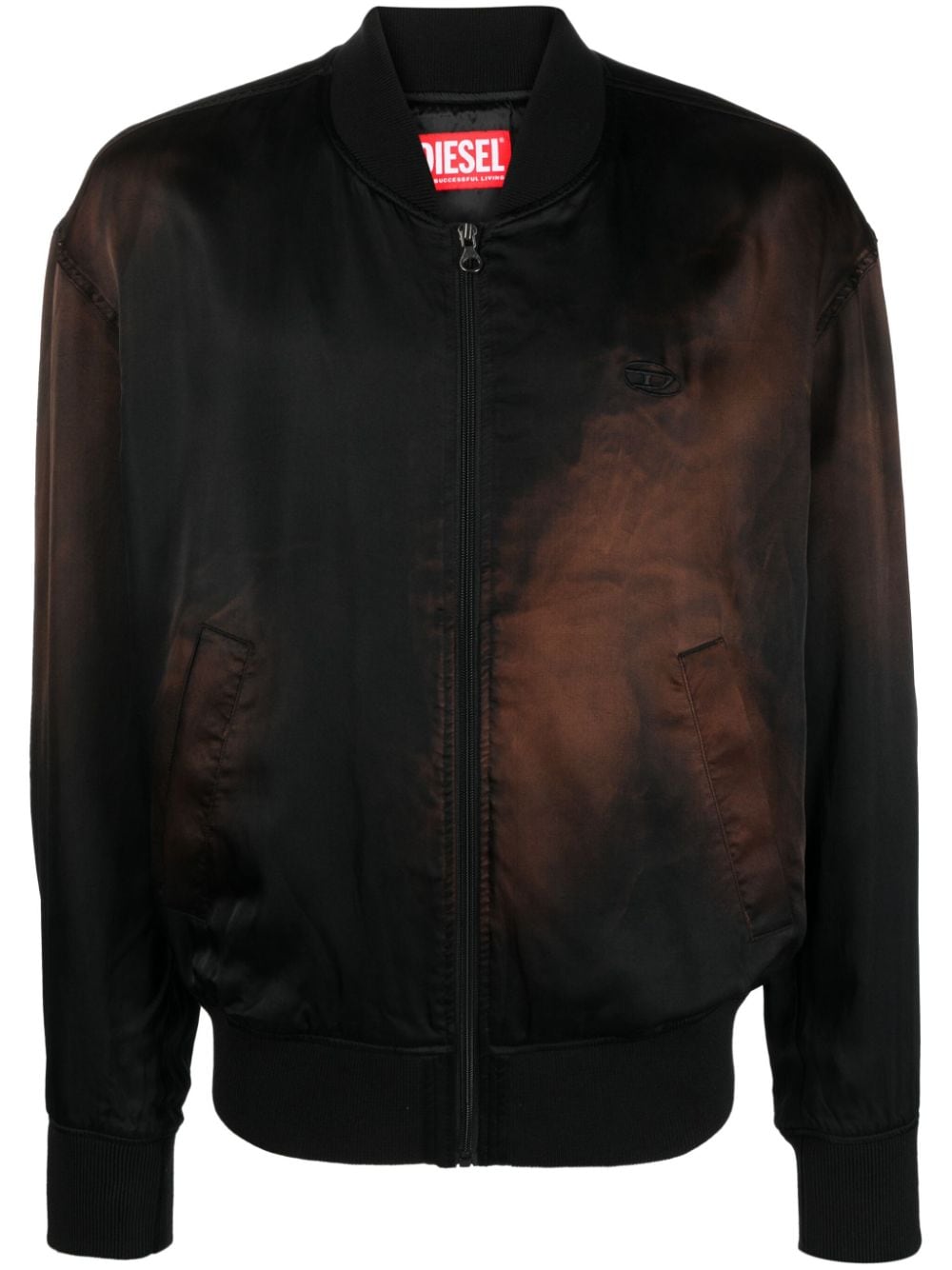 Diesel faded-effect zipped bomber jacket - Black von Diesel