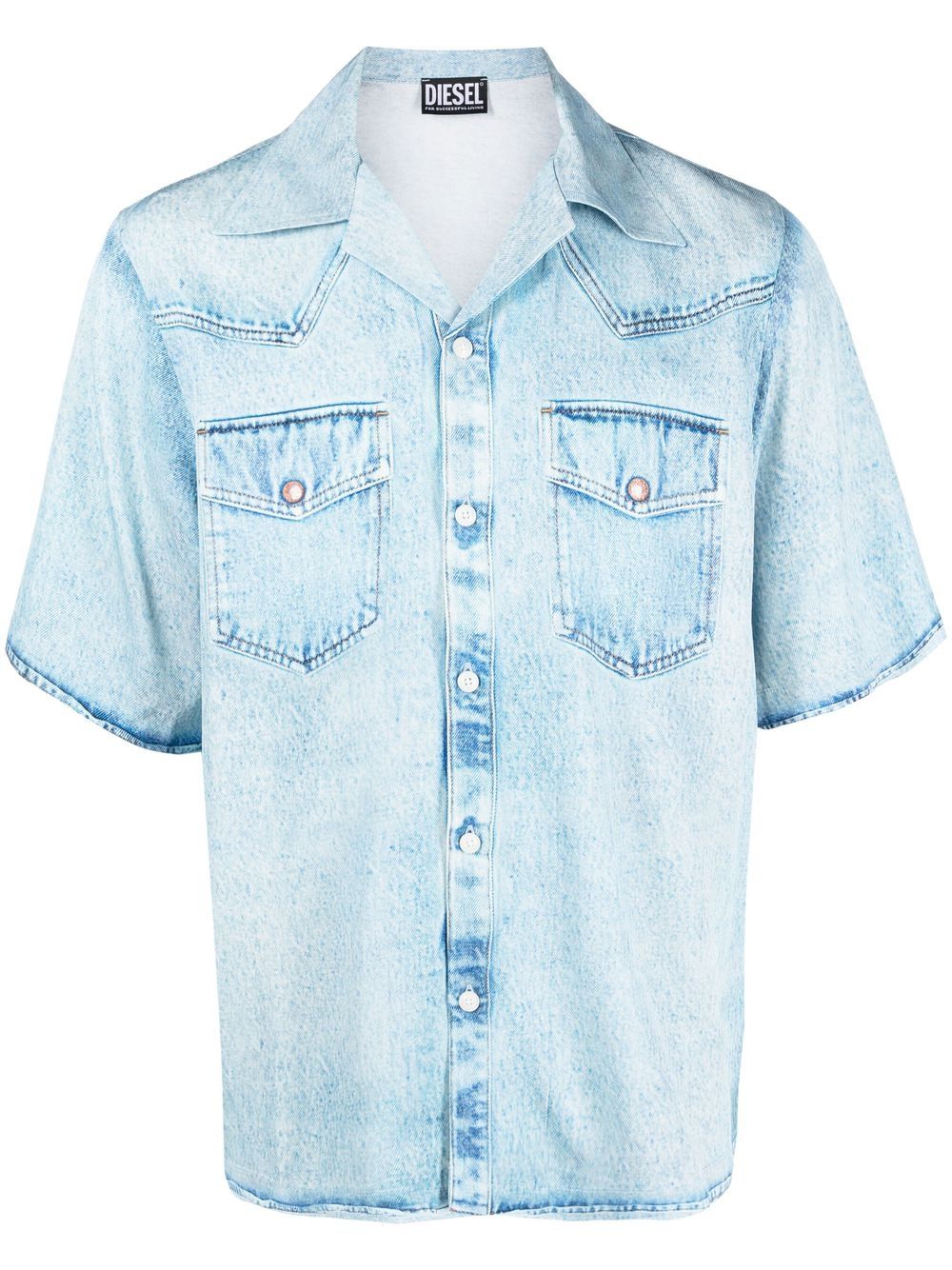 Diesel faux-pocket faded shortsleeved shirt - Blue von Diesel