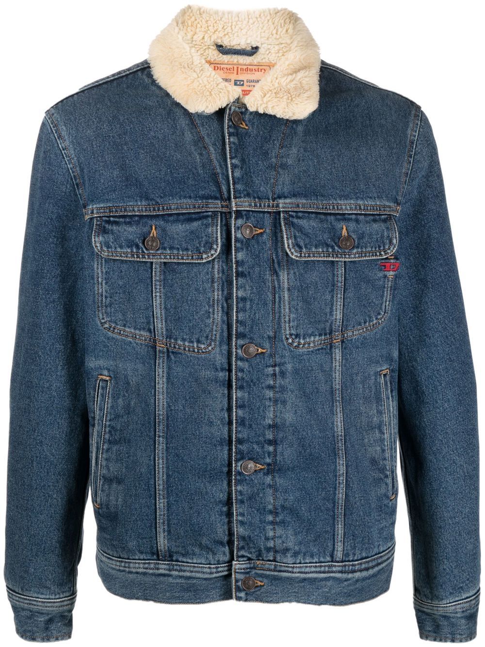 Diesel D-Barcy-T shearling-collar denim jacket - Blue von Diesel