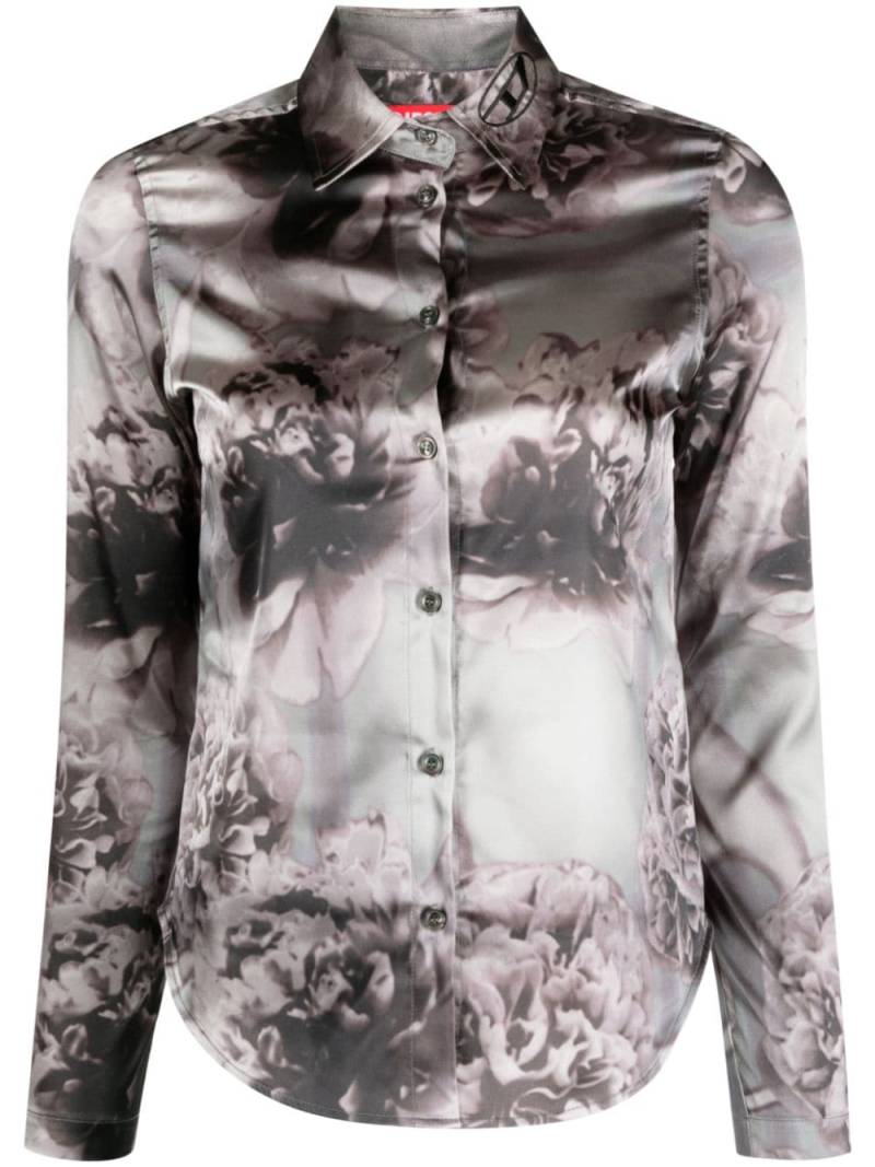 Diesel floral-print satin shirt - Black von Diesel