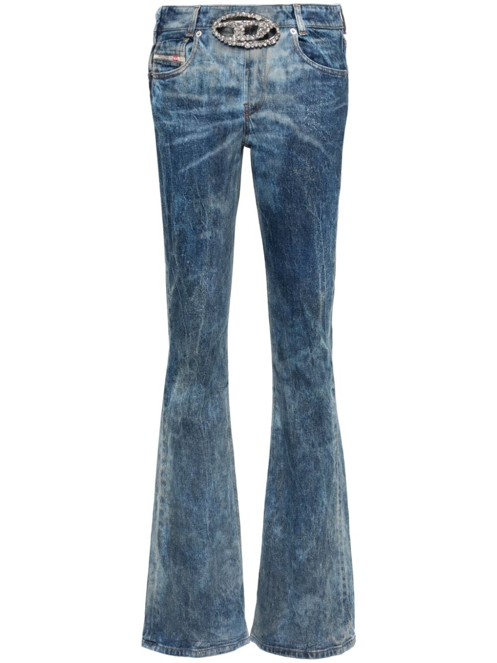 Diesel gem-logo buckle flared jeans - Blue von Diesel