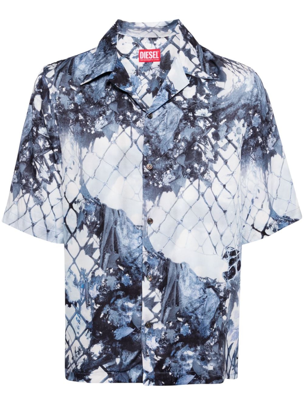 Diesel graphic-print camp-collar shirt - Blue von Diesel