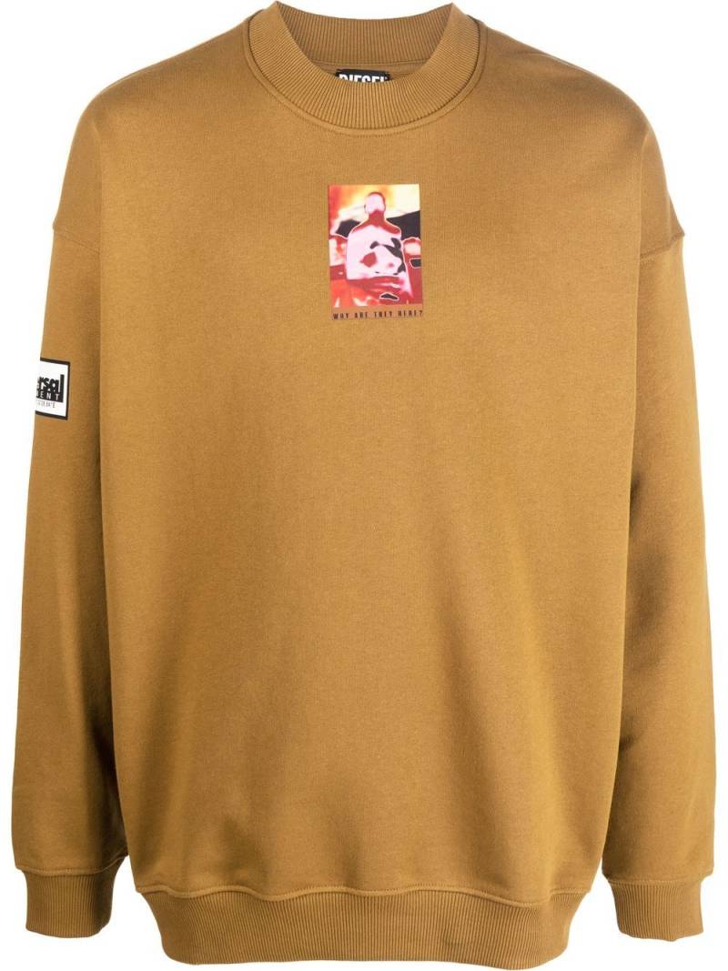 Diesel graphic-print crew neck jumper - Brown von Diesel