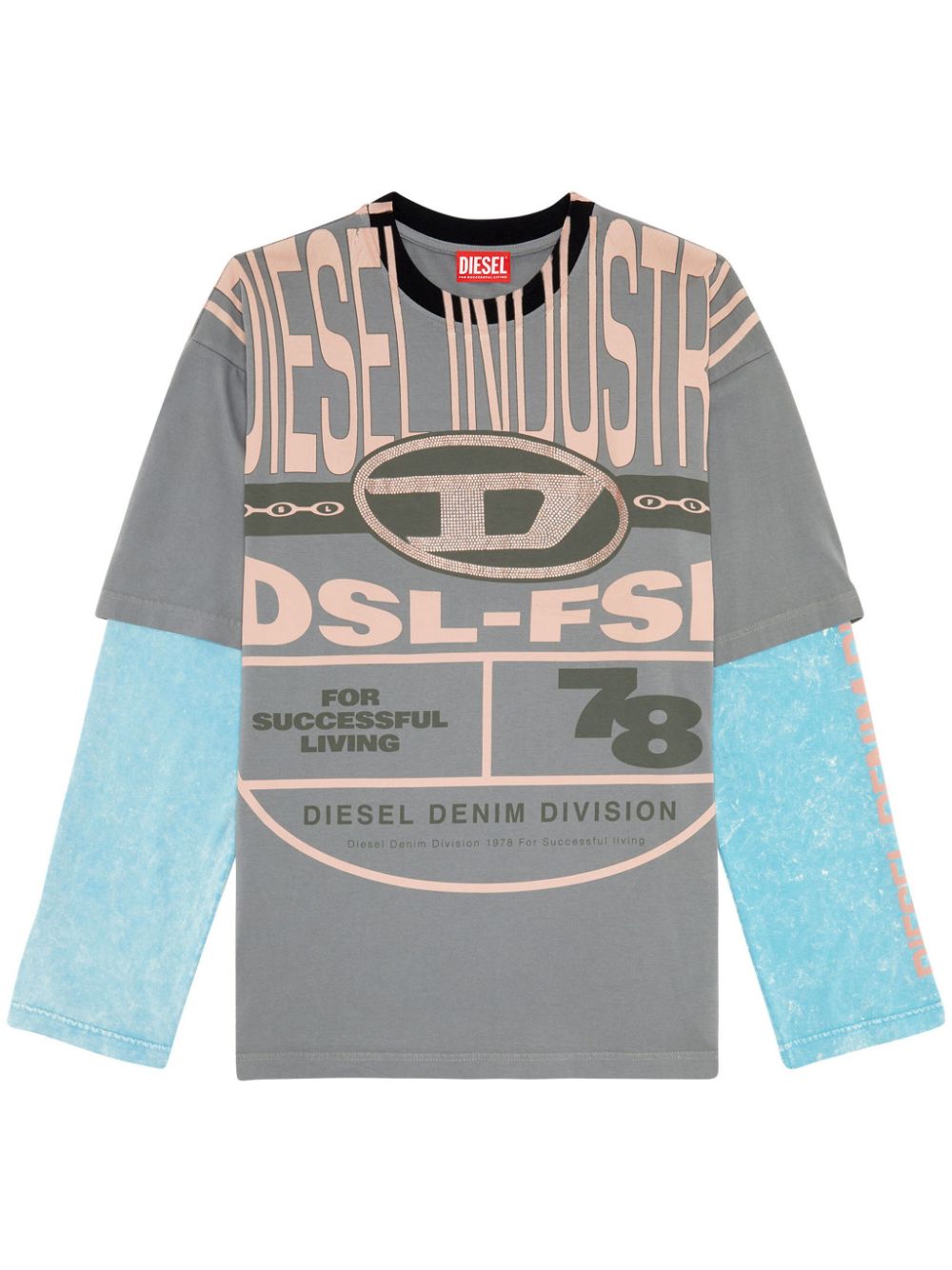 Diesel graphic-print layered T-shirt - Grey von Diesel