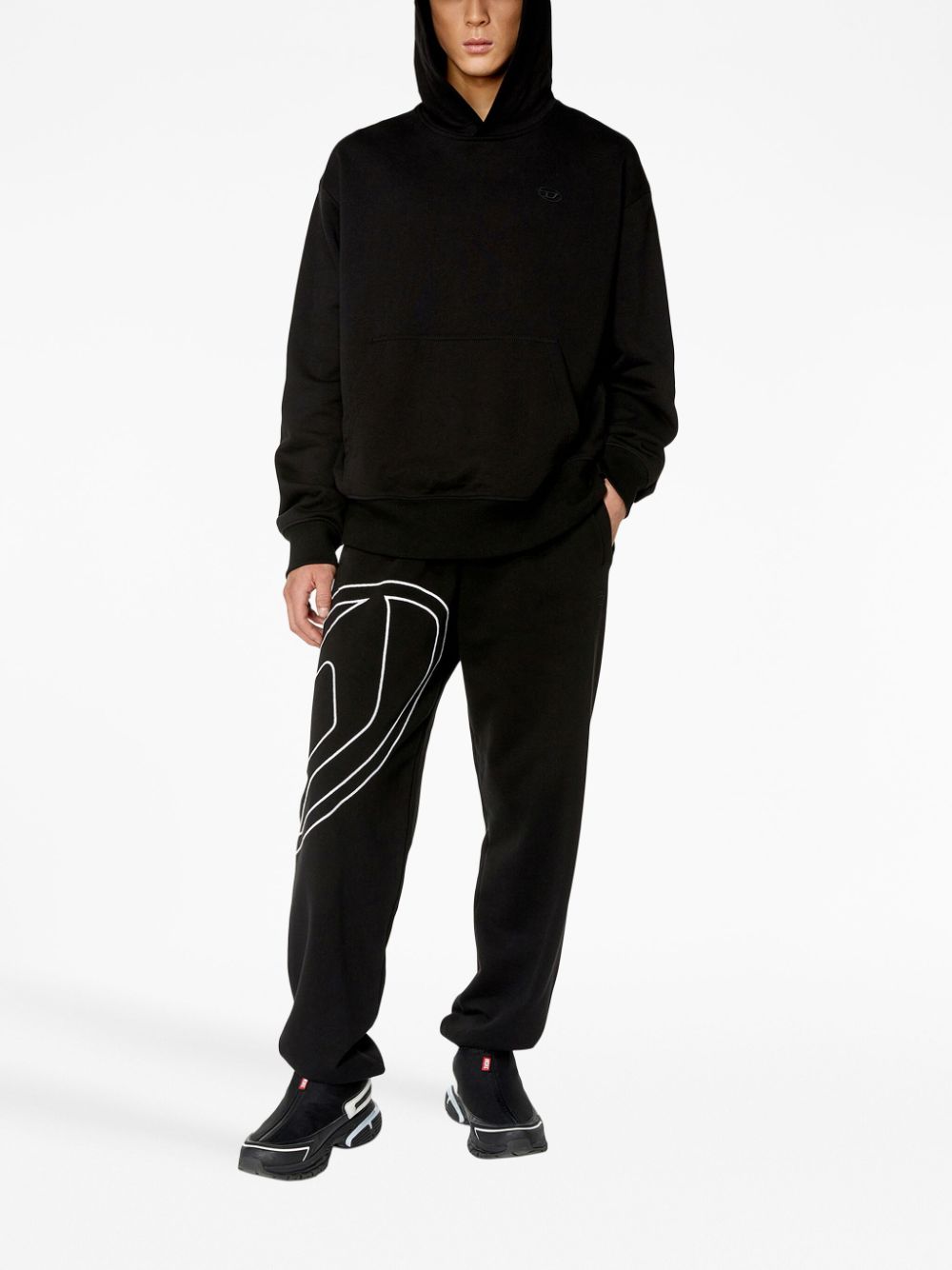 Diesel logo-embroidered cotton track pants - Black von Diesel