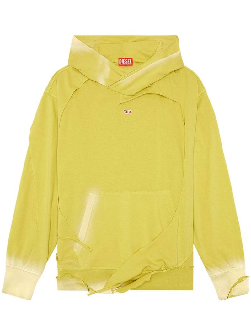 Diesel logo-embroidered distressed hoodie - Yellow von Diesel