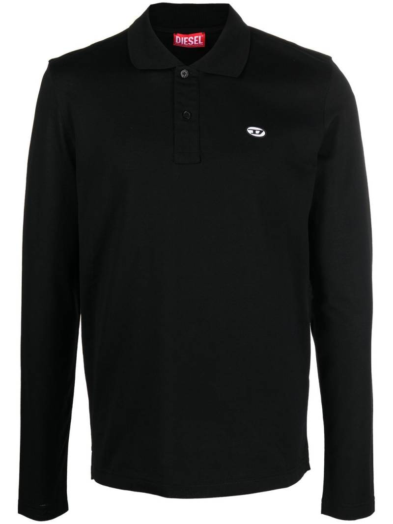 Diesel logo embroidered long-sleeve polo shirt - Black von Diesel