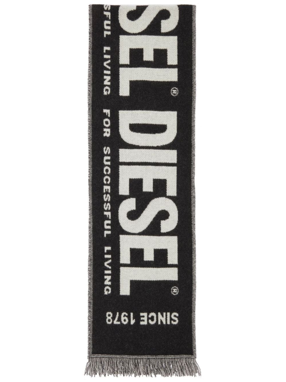 Diesel S-Bisc-New logo-intarsia scarf - Black von Diesel