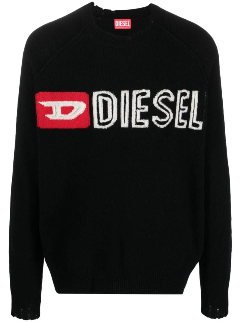 Diesel logo intarsia-knit wool jumper - Black von Diesel