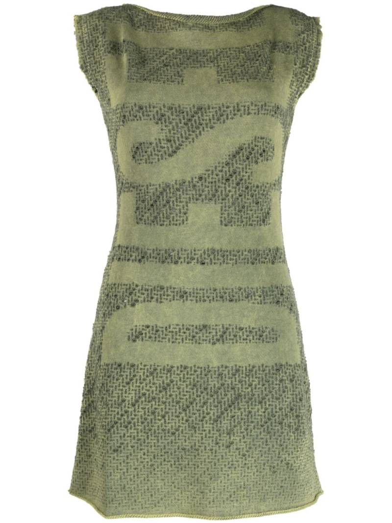 Diesel logo-jacquard knitted minidress - Green von Diesel