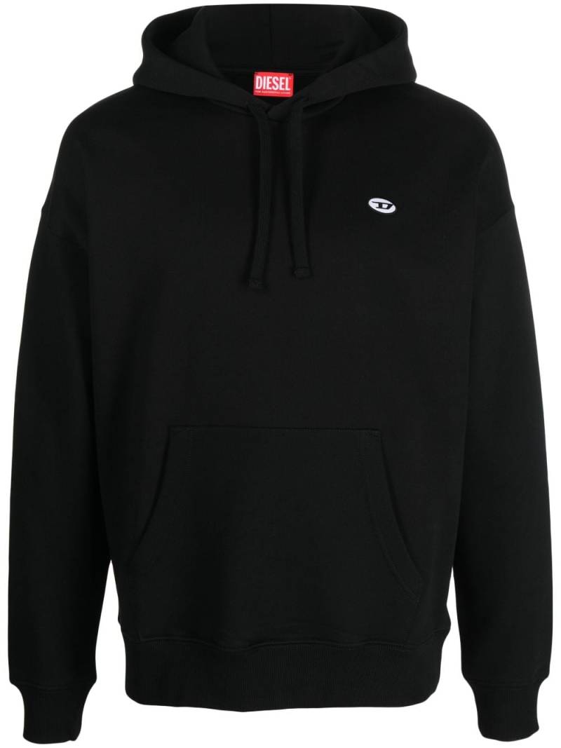 Diesel logo-patch cotton hoodie - Black von Diesel